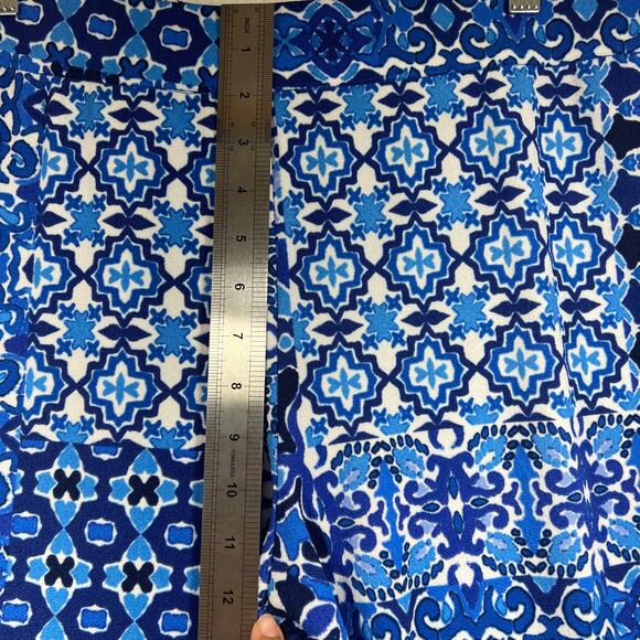 Isaac Mirzah Live Blue Floral Pull On Wide Leg Flowy Stretch Pants Womens Medium - Picture 10 of 13